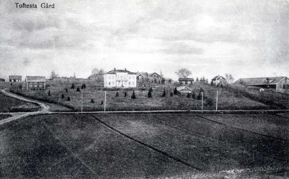 Toftesta gård. Originalvykortet är poststämplat 1928
