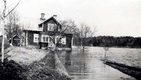 Hus som är översvämmat