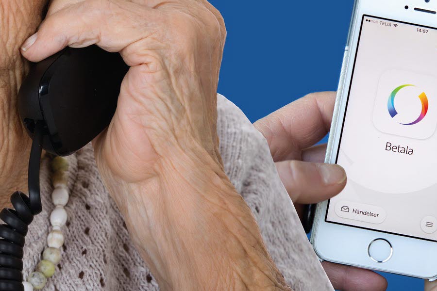 Äldre person i telefon