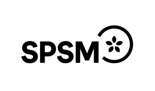 Logotyp för specialpedagogiska myndigheten, förkortat SPSM i svart text med vit bakgrund.