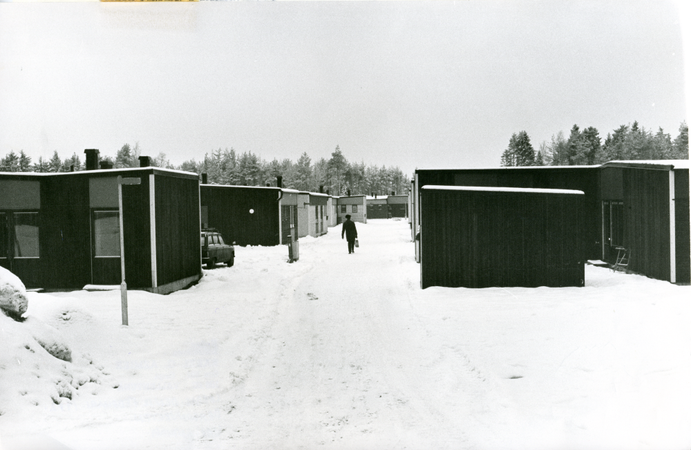 Första vintern i Dragonvretens bostadsområde.

•Fotografiet ingår i bildserien ”Vardagsliv i Vallentuna kommun” av Rachael Gough-Azmier & Gunilla Blomé, Haga Studios HB.