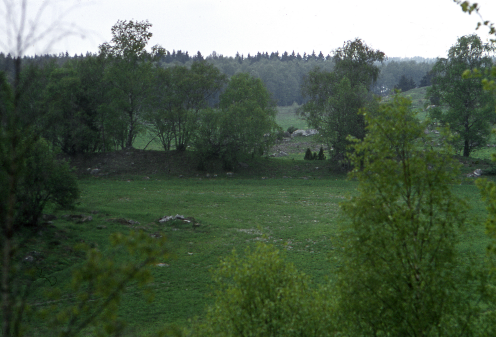 Landskap nära Gäddarötorp vid Veda gård. Fotografiet ingår i bildserien Några torp i Vallentuna 1970 som köptes av Vallentuna kommun. Dokumentationen gjordes mot bakgrund av den snabba förvandling av kulturlandskapet som skett och ännu sker. Många torp anlades under den svenska landsbygdens folkökning under slutet av 1700-talet och decennierna framöver. Dessa torp och små gårdar försvinner alltmer då de inte längre är lönsamma. Kulturmiljö.