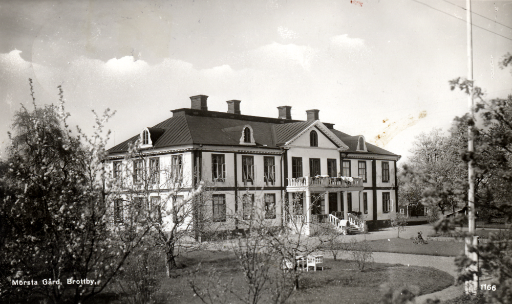 Morsta gård i Össeby-Garn.  Kopia av vykort poststämplat 27 juni 1938