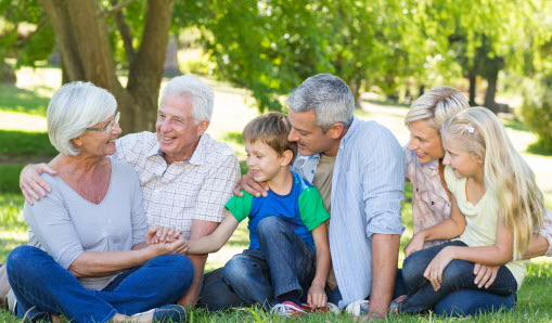 Familj i gräset