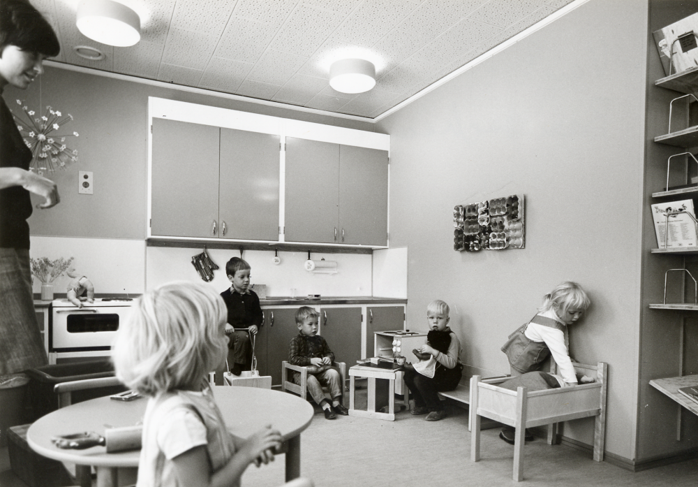 Interiör från Daghemmet Videgården. Daghemmet öppnades i februari 1969