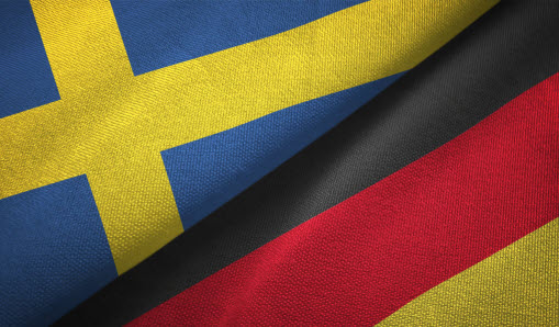 Svenska och tyska flaggan.