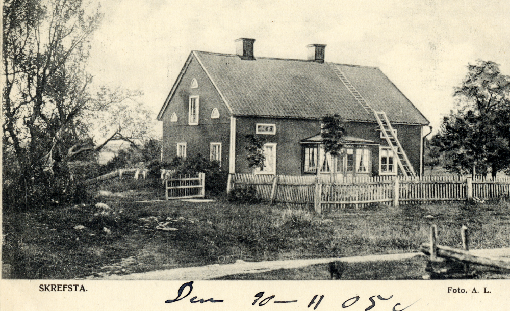 Skrefsta (Skrävsta) i Frösunda.  Kopia av vykort poststämplat 10 november 1905