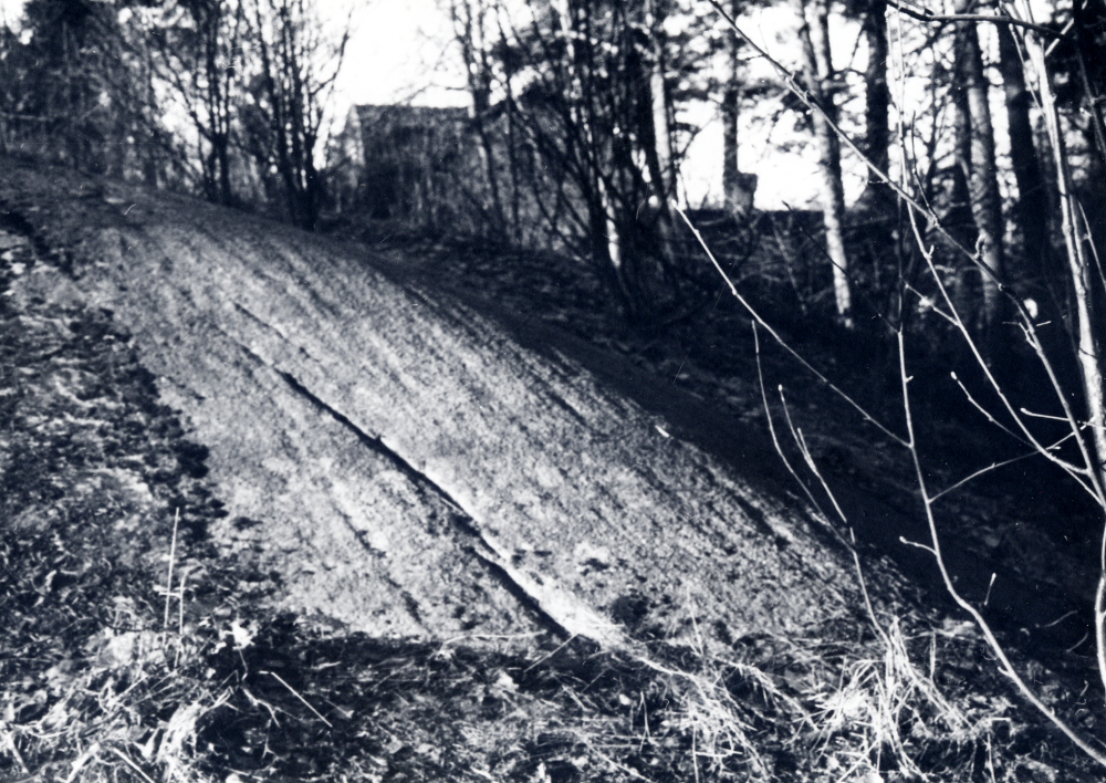 Räfflor  i berget från  istiden  på  Nykrogsberget  ovanför  Karlbergsvägen