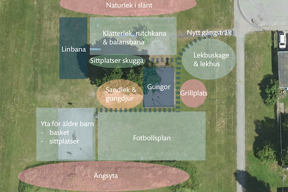 Skiss, nya Sundby lekplats.