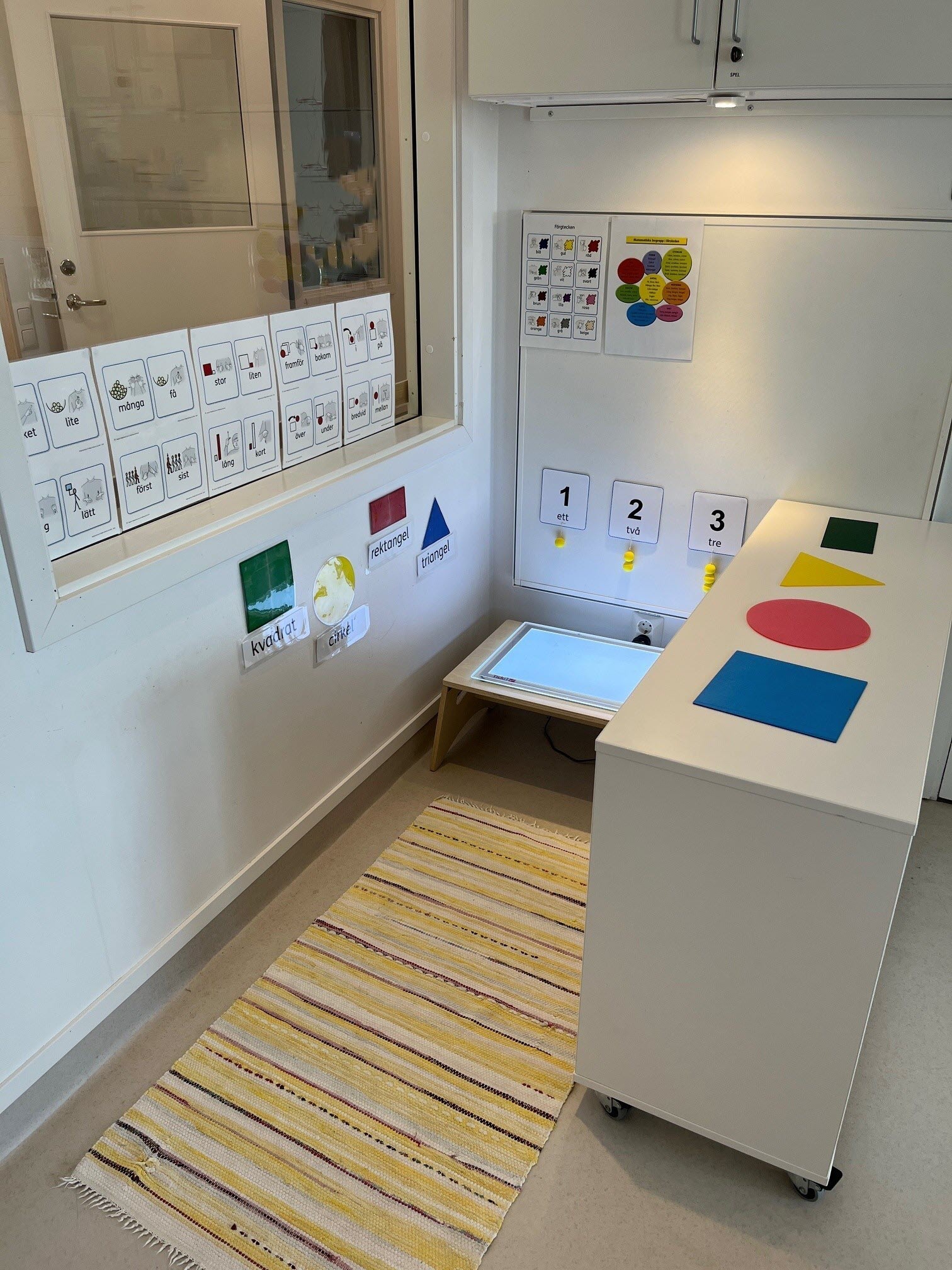 Hörna med siffror och matematiska tal i olika färger och former.