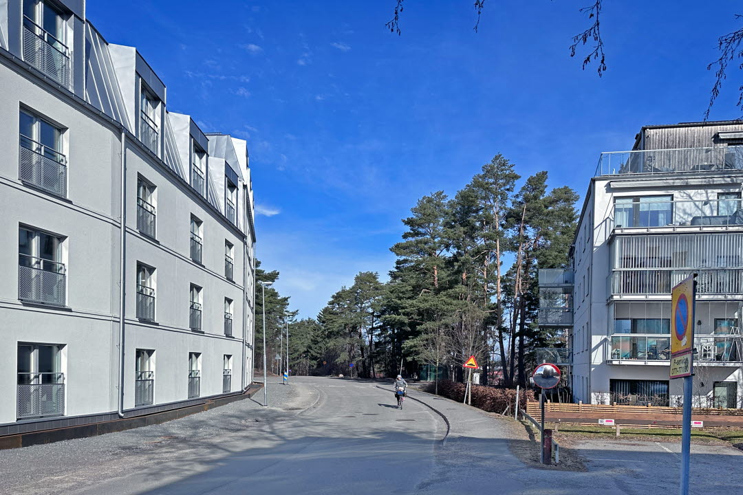 En del av Mörbyvägen som ska byggas om.