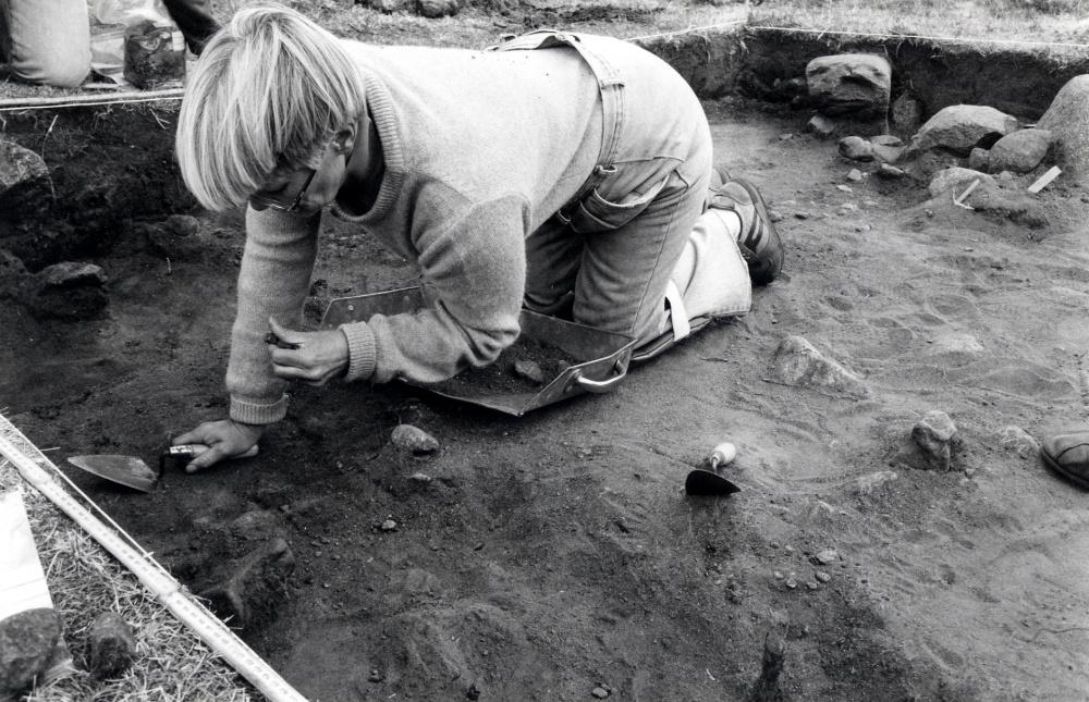 Nordiskt amatörarkeologiskt utgrävningsläger  i  Granby  Orkesta. Amatörarkeologer från Norden och Polen gör utgrävningar under ledning av arkeologer och söker en vikingatida stormansgård i hagen ovanför Granby gård. Varje föremål som grävs fram måste noga undersökas. Här en dansk deltagare