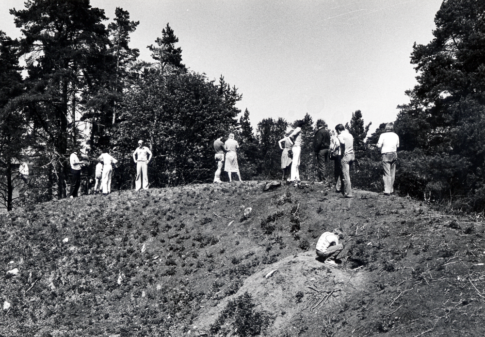 Kööhögen  en gravkulle i vägskälet mot Vaxtuna på gränsen mellan Markim och Orkesta.  Kullen är 35 m i diameter och ca 6 m hög.  Utgrävningar gjordes i början av 1700-talet och man fann fynd från 600-talet.  Foto från den  Hembygdsrundtur  som varje år anordnas för nyinflyttade av  Kulturnämnden och hembygdsföreningarna i Vallentuna.  Guide är  Leif Magnusson