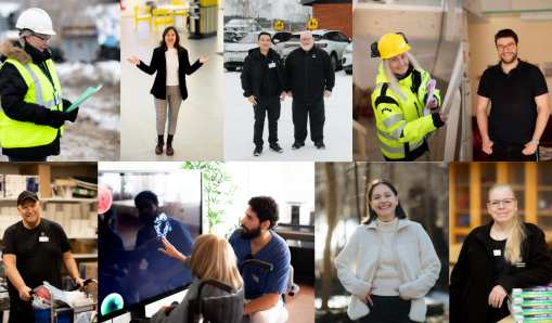 Bildcollage med medarbetare från olika verksamheter