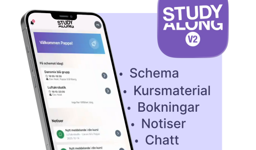 En mobiltelefon med appen StudyAlong