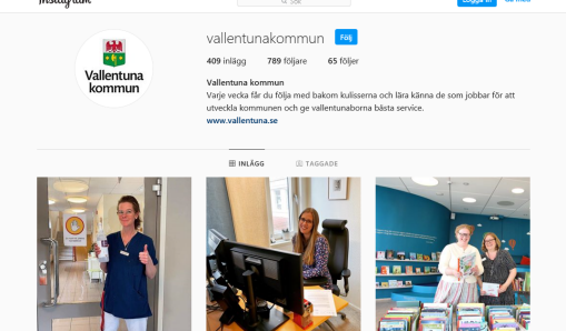 Skärmdump på vårt instagramkonto